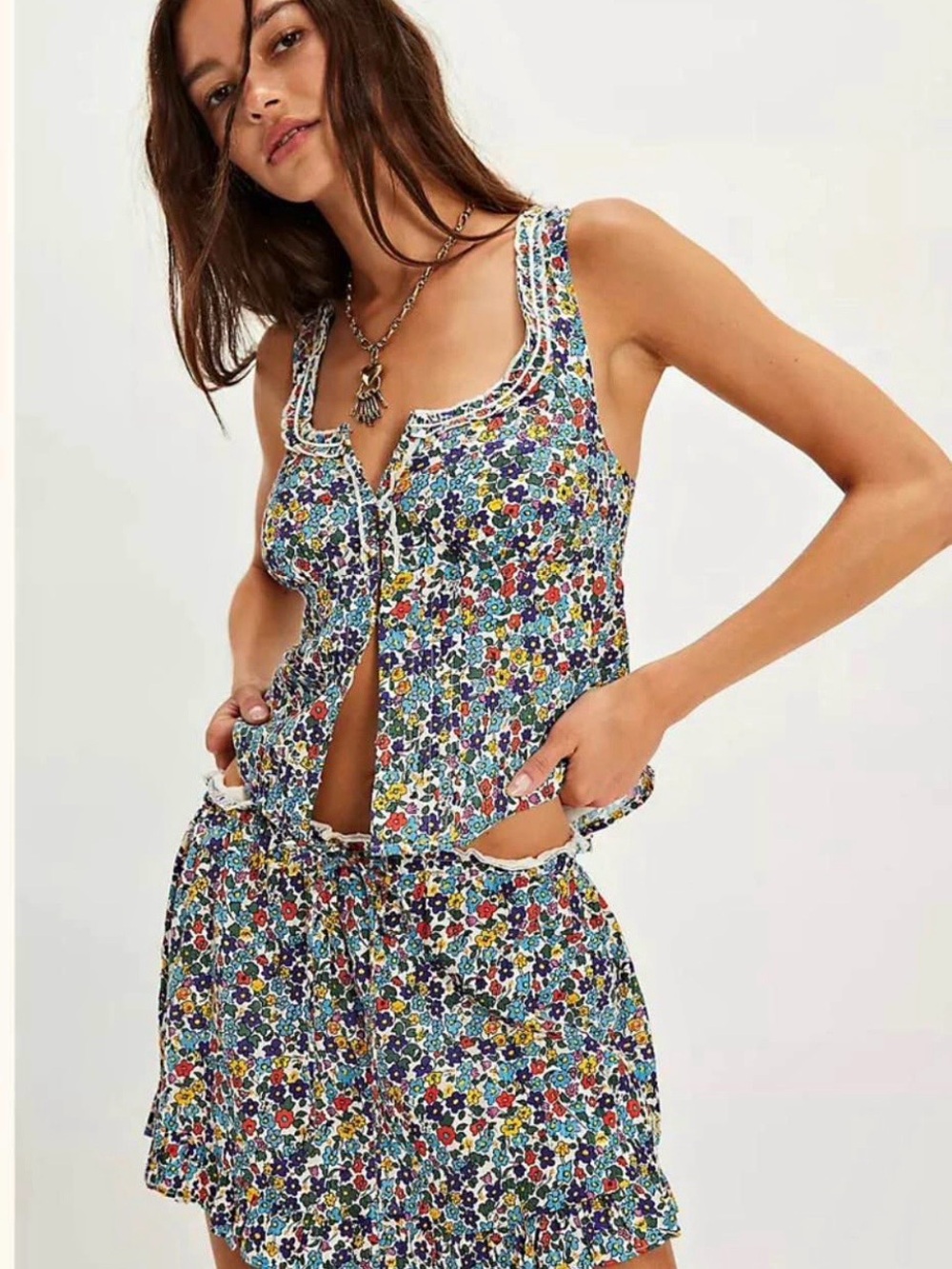 Free People Ellia Floral Tank & Shorts Set in Multicolor